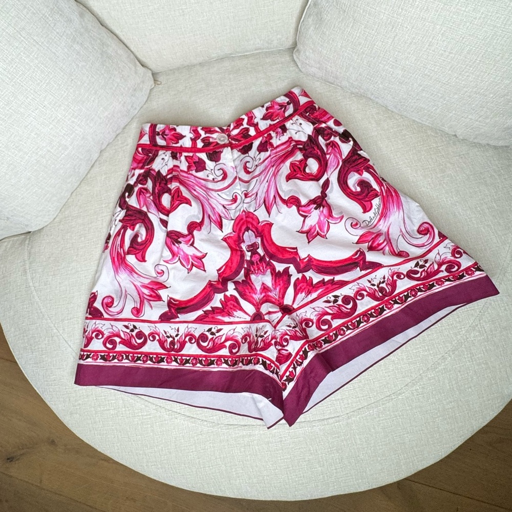 DOLCE & GABBANA Majolica-print poplin shorts - Picture 2 of 4